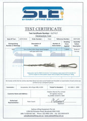 Destruction test cerificate (NS-3.2 Nickel swage - 3.2mm Wire rope)